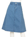 【F&A】ローズ釦デニムAラインスカート/INDIGO