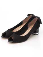 【JELLYBEANS】バックリボンオープントゥパンプス/黒