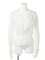 【Omekashi】コットン刺繍ブラウス/オフホワイト