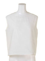 【Omekashi】ボーダーオーガンジーブラウス/グレ-