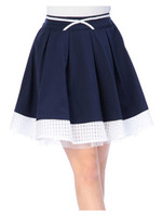 【Tralala】裾シアーチェックスカート/ネイビー