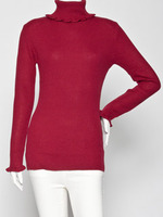 【riana】フリルタートルネックニット/レッド