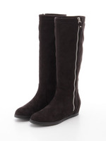 インヒールブーツ/ブラックスエード