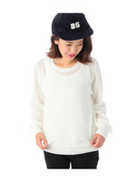 エアリー編み丸首ニット/レッド系(468)