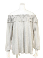 オフショルダーボーダーカットTOPS/ブラック×グレー