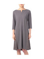 キーネック七分袖サックワンピース/ダークグレー(013)