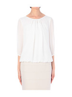 ギャザージョーゼットブラウス/ライトオレンジ(066)