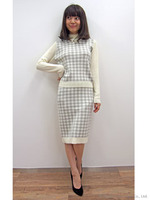 ギンガムニットスカート/ボルドー