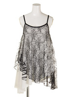 クモの巣レース重ねイレヘムチュニック/ブラック