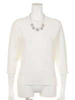 クリアパーツネックレス付きドルマンニット/ライトイエロー