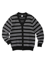 ケーブルボーダーニットカーディガン/ブルー系(394)