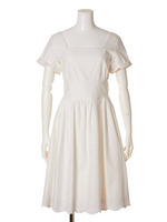 コットンキャンバス刺繍ワンピース/OWHT