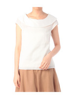 サークル襟シアーストライプサテンブラウス/ネイビー(093)