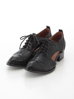 サイドオープンレースアップシューズ/ブラック