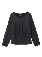 シアークレープクロスデザインブラウス/ブラック(019)