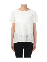 シアーチェックブラウス/ライトグリーン(421)