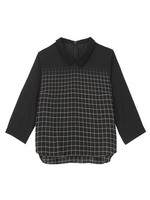 シェイプチェックブラウス/ネイビー系(994)