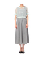 シフォンプルオーバー付きマキシワンピース/グレー系(012)