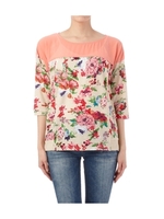 シフォン切り替えフラワープルオーバ-/ホワイト(503)