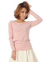 シンプルリブトップス/PINK