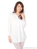 ジョーゼット装飾衿シャツチュニック/オフホワイト