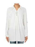 スキッパーチュニックブラウス/ホワイト(004)