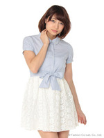 ストライプシャツドッキングOP/コン