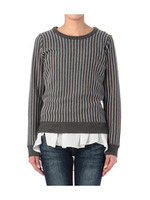 ストライプニット+裾シフォンタンクSET/ブラック(319)