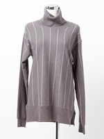 ストライプニットプルオーバー/グレー