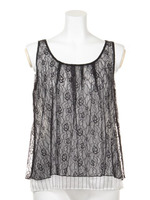 ストライプレースレイヤードTOP/WHT