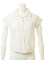 ストライプ刺繍コットンブラウス/PNK