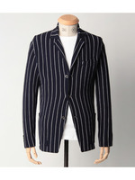 ストライプ柄ニットジャケット/ネイビー系(393)