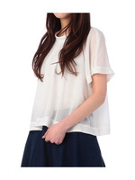 タック使いハイネックブラウス/ライトパープル(081)