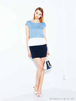 チュールペプラム2WAYワンピース/ブルー