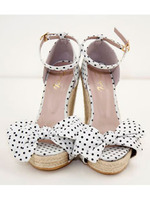 ドットリボン　　　　ウエッジサンダル/WH