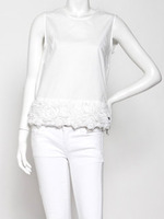 ノースリーブ裾フリルブラウス/WHT