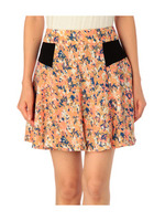 ノイズアートプリントフレアスカート/オレンジ系(142)