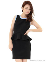 バイカラーピケボーダーワンピース/ベージュ