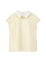 パールビーズ付シアーボーダーブラウス/レモンイエロー(331)