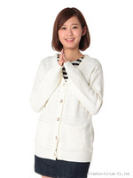 パールボタンロングカーディガン/ネイビー