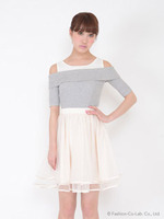 パイピングチュールスカート/ピンク