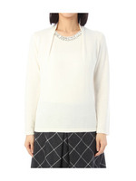 ビジューネックデザインプルオーバー/ホワイト(002)