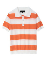 ビッグカラーボーダーポロニット/ブルー系(391)