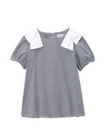 ビッグリボンつきギンガムチェックブラウス/ブラック(019)