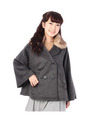 フェイクウールポンチョ風コート/チャコールグレー(014)