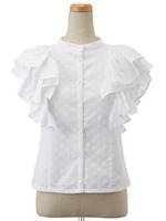 フリルショルダーレースブラウス/ミント