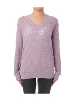 ブークレーヤーン透かしニット/パープル系(080)