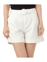 ベルト付きロールアップ風ショートパンツ/サックス(090)