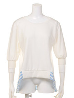 ボーダー×シフォントップス/グレー