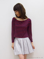 ボーダー×フレアスカートセット/グレー